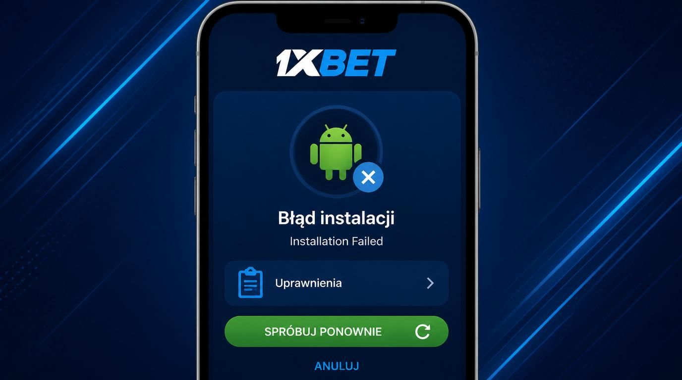 Ekran z komunikatem „Installation Failed” na Androidzie w aplikacji kasyna